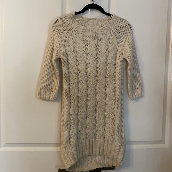 long sleeve dress knitted Womens Cashmere Ribbed Knit A-Line Dress Long Sleeve V Neck Midi Dress main image 0